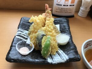 大海老天ぷら盛り合わせ JFA 夢フィールド 幕張温泉 湯楽の里にて