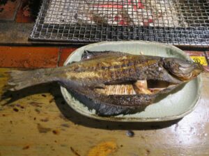 宗八かれい 焼けたところ 炉ばた 煉瓦にて