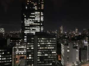 ホテル ヴィラフォンテーヌグランド東京田町 スーペリアクイーンルーム 西側の夜景 六本木方向の高層ビルが見えます