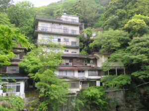 湯ヶ島温泉 狩野川 対岸にホテルらしき建物が見えます 5年前と変わりません