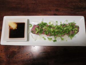 牛肉のたたき 山口 湯田温泉 だんだん茶屋にて