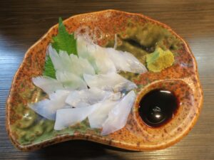 あおりイカの刺身 下関 居酒屋あらかぶにて