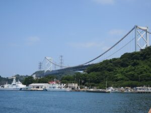 門司 関門大橋 北九州銀行レトロライン ノーフォーク広場駅付近から撮影