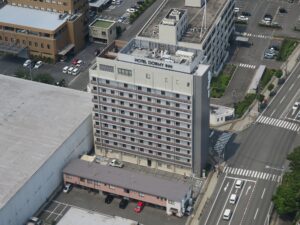 天然温泉間門の湯 ホテルドーミーインPREMIUM下関 建物 海峡ゆめタワーから撮影