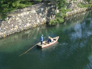 高松城跡 玉藻公園 お堀 遊覧船 天守閣跡の展望台から撮影