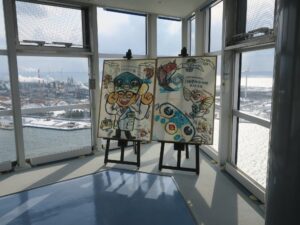 秋田市ポートタワー 3階展望台 内部 さかなくんの絵