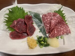 馬刺し2種盛り スーパー健康ランド 華のゆにて
