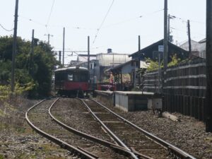 銚子電鉄 外川駅 全景 踏切から