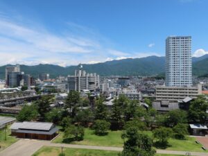 甲府城跡 舞鶴城公園 天守台からの景色 北側