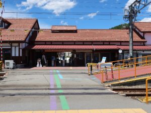 富士山麓電気鉄道 富士急行線 河口湖駅 駅舎と構内踏切