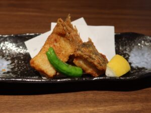 かれいの唐揚げ 湯けむり天然秘湯 龍泉の湯にて