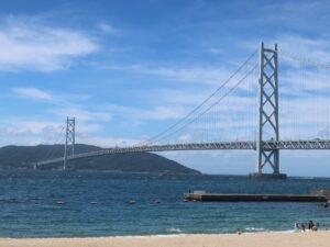 明石海峡大橋 霞ヶ丘駅側から撮影
