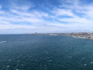 明石海峡大橋 舞子海上プロムナードから明石方向の景色