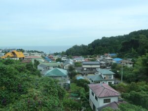伊豆急行線 特急踊り子からの車窓 伊豆高原-伊東 海が見える別荘地