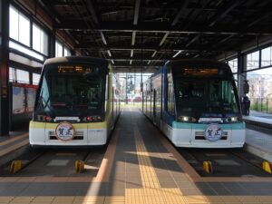 鹿児島市交通局 鹿児島駅前停留所 ホーム 電車は合計3編成止まれます