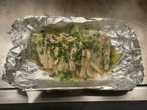 きのこのホイル焼き 広島流お好み焼き 長楽亭にて