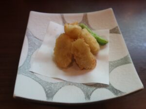 湯葉の天ぷら つくば温泉 喜楽里別邸にて