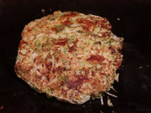 ミックス玉 焼いている途中 松江 お好み焼き・もんじゃ焼き 月島亭にて
