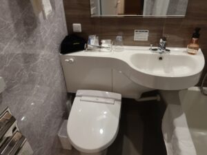 松江しんじ湖温泉 ホテル一畑 新本館 街側スーペリアシングル バスルームとアメニティ類