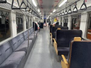 一畑電車大社線 7000系 車内 出雲大社前駅にて