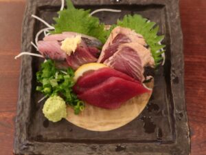 お刺身三種盛り 小田原お堀端 万葉の湯にて